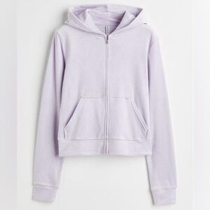 H&M Velvet Purple Zip-Up crop Hoodie